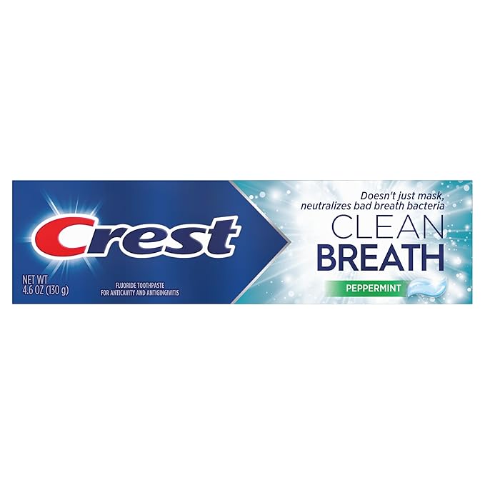 Crest Toothpaste Clean Breath Peppermint 4.6oz – Neutralizes Bad Breath, Antibacterial Protection, Fights Cavities, Freshens Breath, Gently Whitens