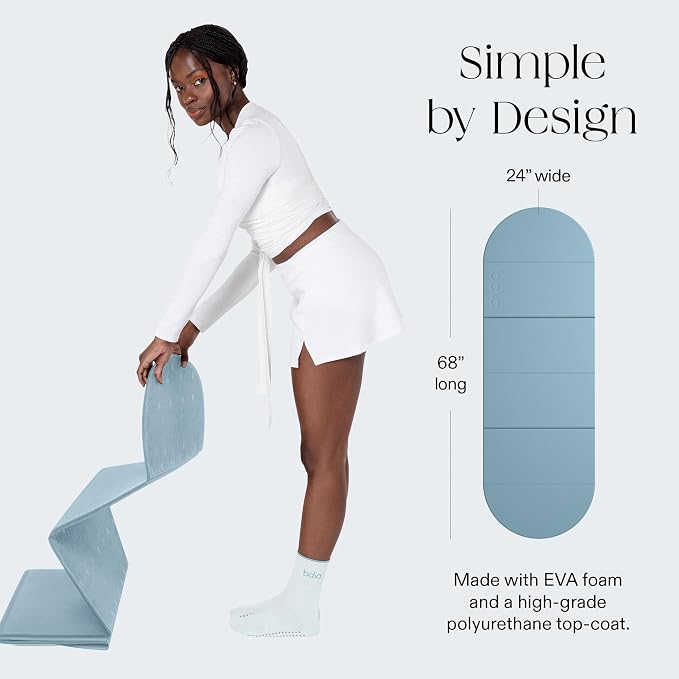 Bala Compact Workout Mat for Gym - 12MM Thick Slip-Resistant, Sweat Absorbing, & Foldable Yoga Mat for Pilates, Core Training & Exercise - Home Fitness Essentials for Women & Men - Travel-Friendly