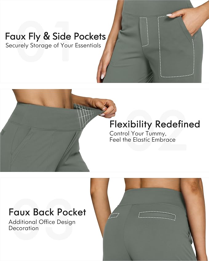 G4Free EverGoing Yoga Pants Women Wide Leg Pants with Pockets High Waist Stretch Dress Casual Sweatpants Petite/Regular/Tall