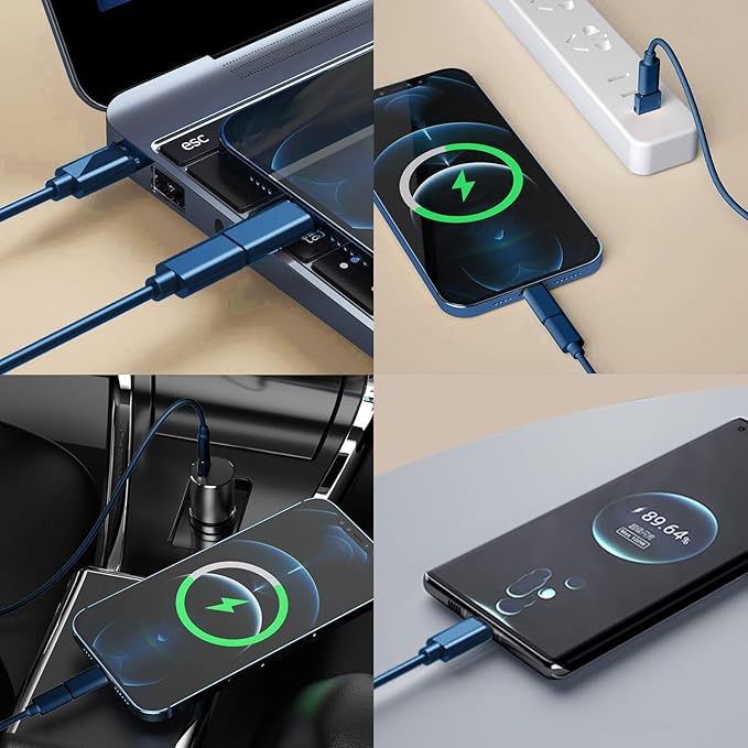 USB to USB-C Adapter, USB C Charging Cable Adapter Kit Contains Multiple OTG Adapters for USB Type C/USB A/USB C Male Cable/Micro USB, Equipped with SIM Extractor/SIM Slot/Phone Holder (Blue)