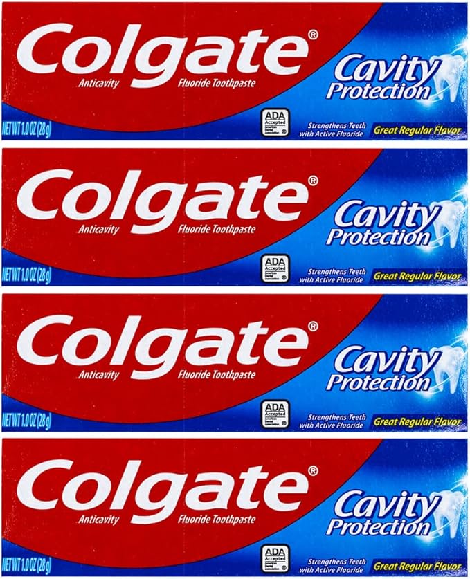 Colgate Cavity Protection Toothpaste, Creat Regular Flavor, Travel Size 1 oz (28g) - Pack of 4