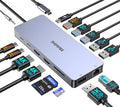 USB C Laptop Docking Station Dual Monitor for Dell/Lenovo/HP, 15 in 1 USB C Hub Multiport Adapter Dongle Dock USB-C to 2 HDMI 4K@60Hz, 8K DisplayPort, 2 USB-C 10Gbps, 5 USB-A, 100W PD, Ethernet, SD/TF