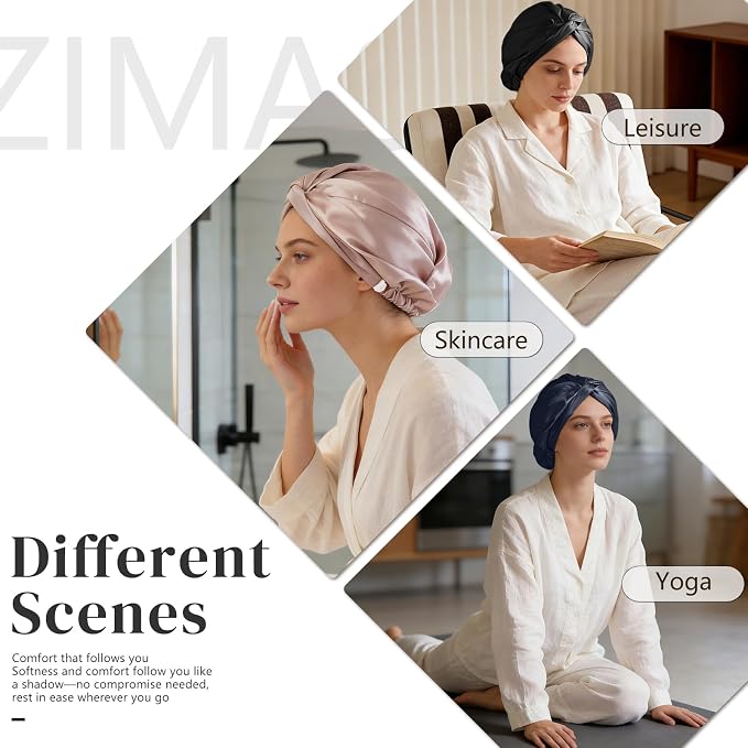 ZIMASILK 22Momme 100% Mulberry Silk Sleep Cap for Women Hair Care, Adjustable Silk Hair Wrap for Hair Protection, That Reduces Falling off (1Pc, Blush Pink)