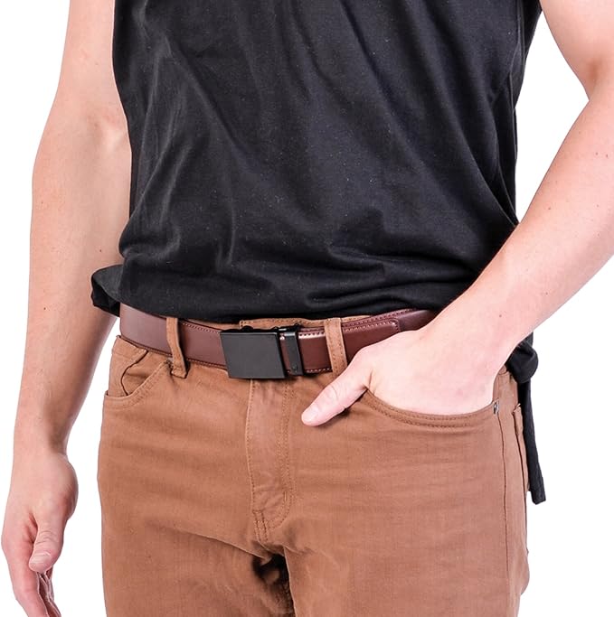 Mission Belt Men's Leather Ratchet Belt, 40mm Metal Collection