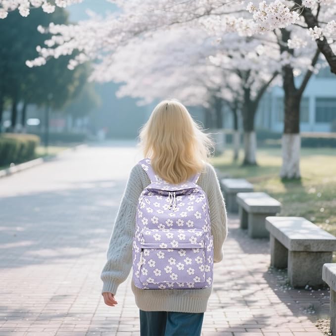 Bluboon School Backpack for Teen Girls Bookbags Elementary High School Corduroy Laptop Bags Women Travel Daypacks