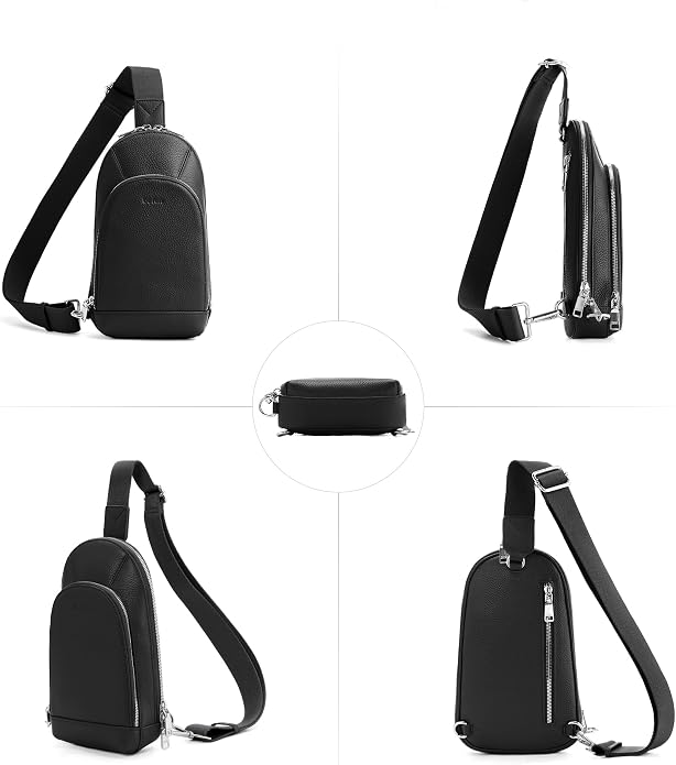 befen Genuine Leather Sling Bag for Women Anti Theft Crossbody Chest Bags Leather Fanny Packs for Travel with RFID Card Slots