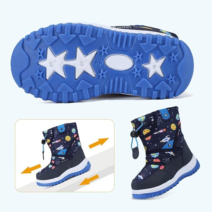 CIOR Winter Snow Boots for Boy and Girl Outdoor Waterproof with Fur Lined(Toddler/Little Kids)