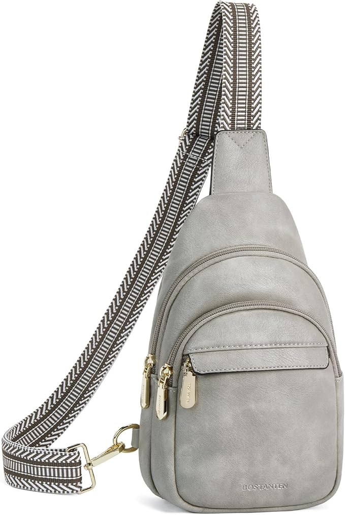 BOSTANTEN Sling Bag for Women Leather Crossbody Bags Fanny Pack Chest Bag for Travel