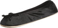 Isotoner Women's Satin Ballerina Slippers with Classic Ribbon Bow and Suede Sole