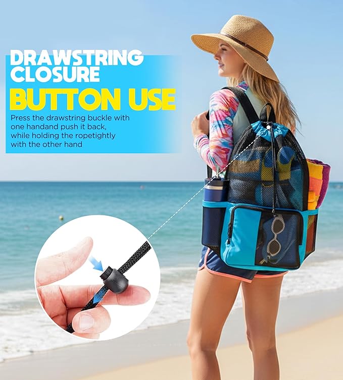 Mesh Swim Bag Drawstring Backpack 20L, Swim bags for Swimmers Equipment & Summer Essentials Mens and Women, Beach Backpack for Swimming Gear, Pool, Gym, and Workout, Dive Snorkel Bags