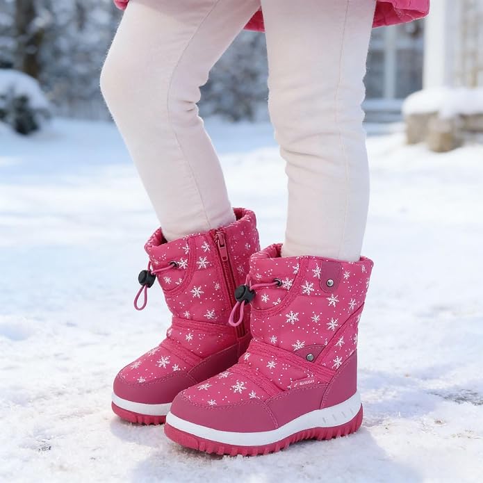 CIOR Winter Snow Boots for Boy and Girl Outdoor Waterproof with Fur Lined(Toddler/Little Kids)