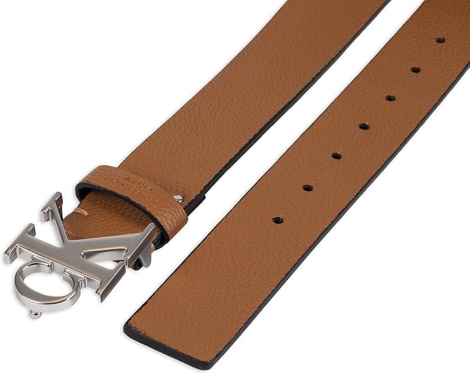 Calvin Klein Men’s CK Monogram Cut Out Buckle Belt – Casual Belt for Jeans & Everyday Wear