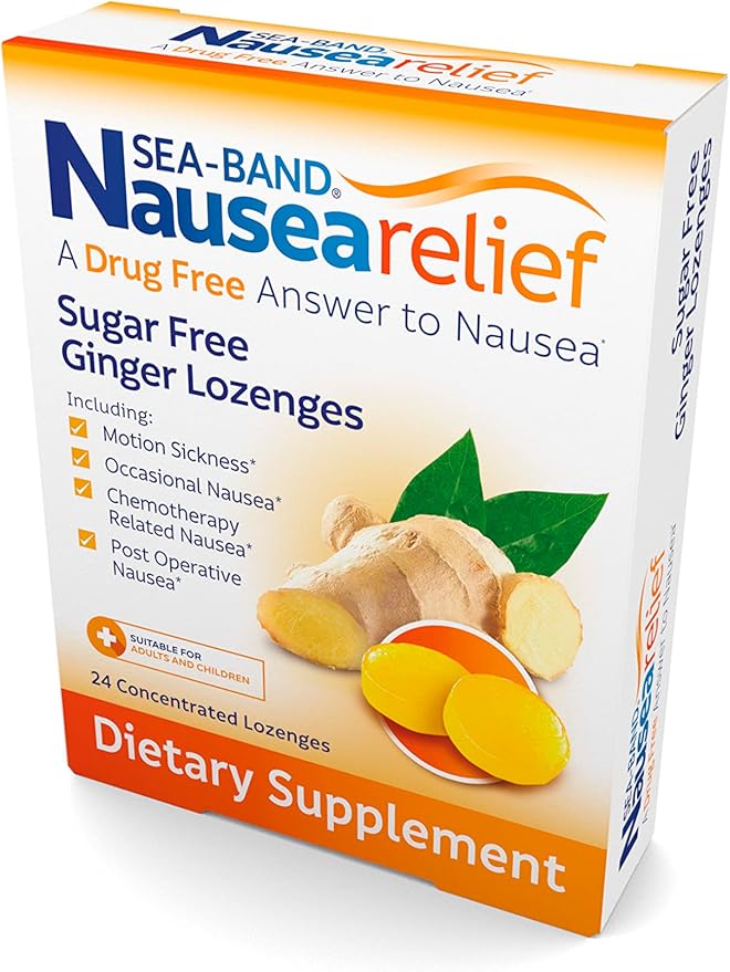 Sea-Band Ginger Lozenges, Drug and Sugar Free, for Motion Sickness and Nausea Relief*