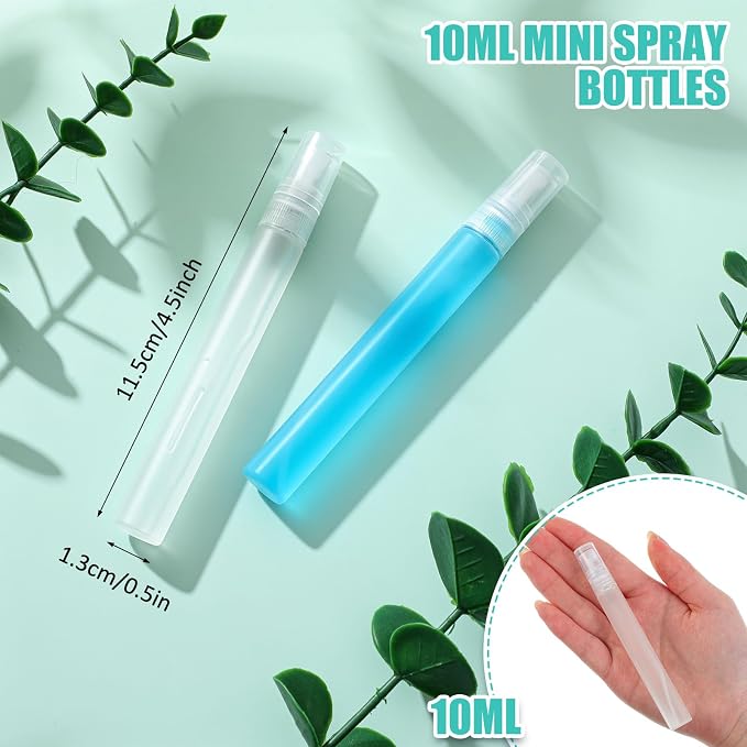 Zhehao 50 Pcs Mini Spray Bottles 10 ml Clear Glass Perfume Bottles Refillable Fine Mist Perfume Atomizer Portable Empty Sample Containers for Cleaning, Essential Oils, Travel (Matte)