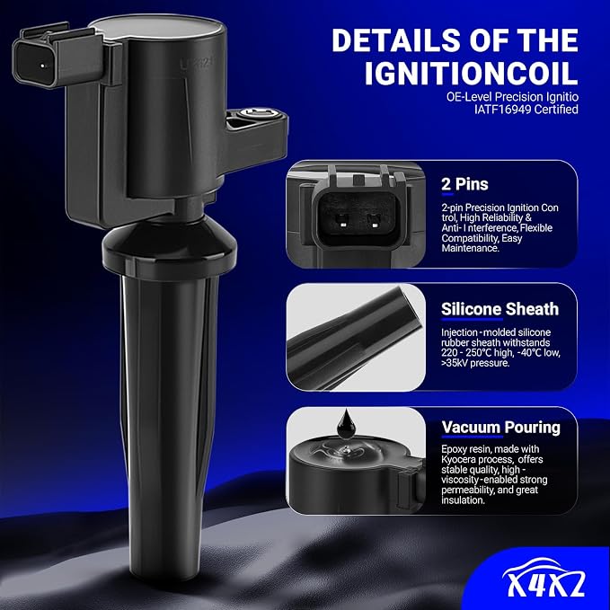 UF621 Ignition Coil & SP530 Double Iridium Spark Plug for L4 Mazda 3, Mazda 6,Tribute/Ford Focus, EcoSport,Transit Connect,Escape/Mercury Mariner Replaces# FD505 DG522 9E5Z12029A DG-507 DG-541 C-1453