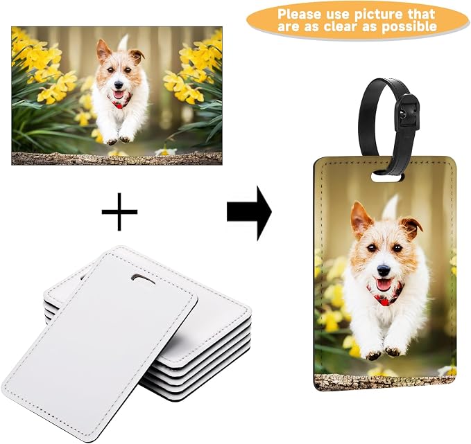 2 Packs Personalized Leather Luggage Tags for Suitcase, Custom Golf Bag Tag Travel Labels Name Identifiers with Strap for Women Men Customized Your Own Text Photo Logo