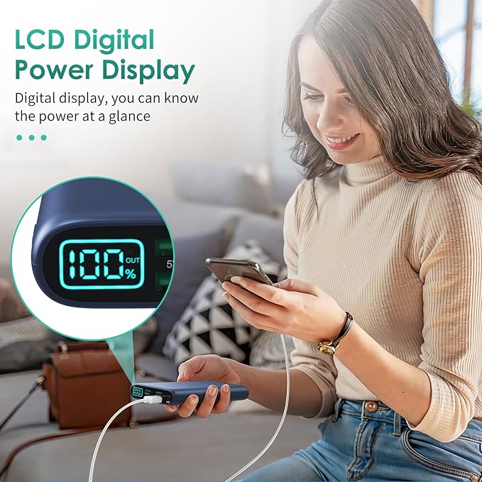 Portable Charger 38800mAh Power Bank with 5 Outputs & 2 Inputs,PD USB C In&Out Fast Phone Charging External Battery Pack Backup,Travel Essential Outdoor for iPhone 17/16,Android Samsung Galaxy-Navy