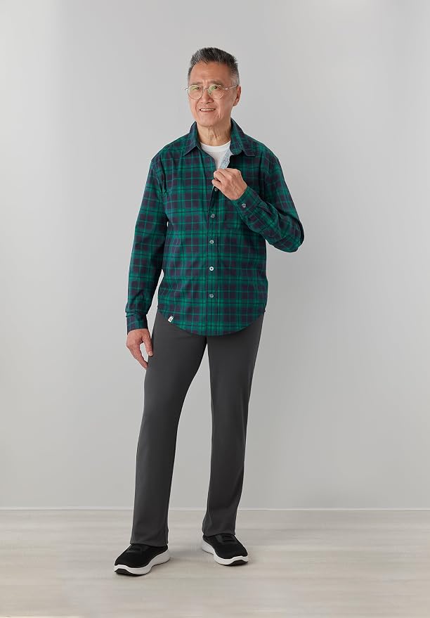 Silverts Men’s Adaptive Clothing Magnetic Button Dress Shirt, Assisted Dressing Top for Elderly, Nursing Home & Rehab Wear