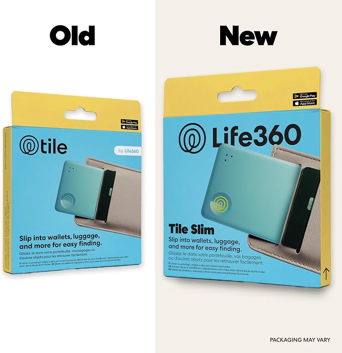 Tile by Life360 Slim - Wallet Finder, Bluetooth Tracker and Item Locator for Luggage Tags, Passports and More. Both iOS and Android Compatible. Phone Finder. 1-Pack (Aqua Lemon)