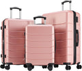 Sweetcrispy 3 Piece Expandable Luggage Set, ABS Hard Shell Rolling Suitcases with Smooth Spinner Wheels and TSA Lock, Lightweight Travel Luggage for Trip, 20/24/28 Inch, Pale Pink