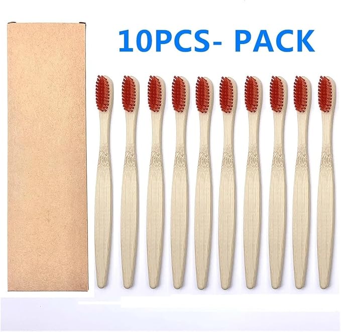 Manual Toothbrush 10PCS Colorful Toothbrush Set Soft Bristle Teeth Whitening Toothbrushes Soft Care Toothbrush(10PCS Red Color)