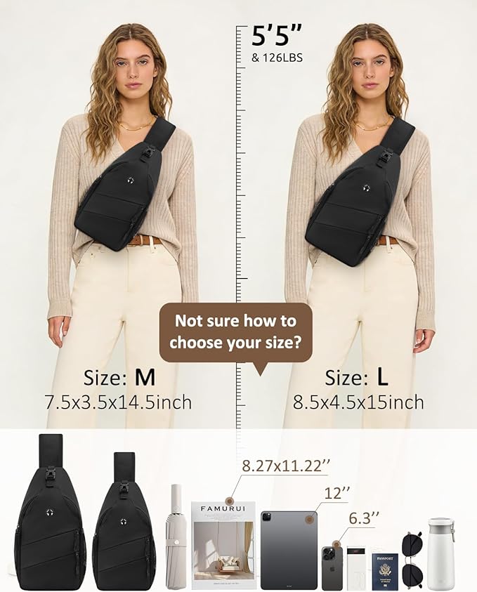 Pritent Crossbody Bags for Women Men Trendy Sling Bag Backpack Casual Chest Bag with Convertible Shoulder Strap