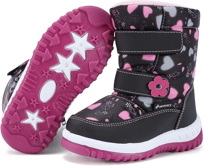 CIOR Winter Snow Boots for Boy and Girl Outdoor Waterproof with Fur Lined(Toddler/Little Kids)