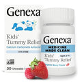 Genexa Kids' Clean Tummy Relief | Heartburn, Acid Indigestion & Sour Stomach Relief | Children's Calcium Carbonate | Dye Free, 0% Artificial Additives | Ages 2-11, Berry Flavor Chewable Tablets, 30ct