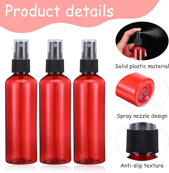 90 Pack 4oz Plastic Spray Bottles Bulk, Reusable Refillable Fine Mist Empty Mini Spray Bottles, Travel Size Small Sprayer for Essential Oils, Perfume, Cleaning Solutions (Amber)