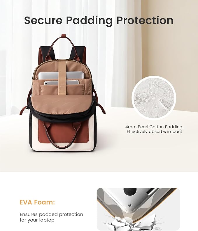 LOVEVOOK Laptop Backpack for Women - Stylish Work Backpack with Large Cup Holder, Waterproof College Teacher Backpack, Black, 15.6Inch