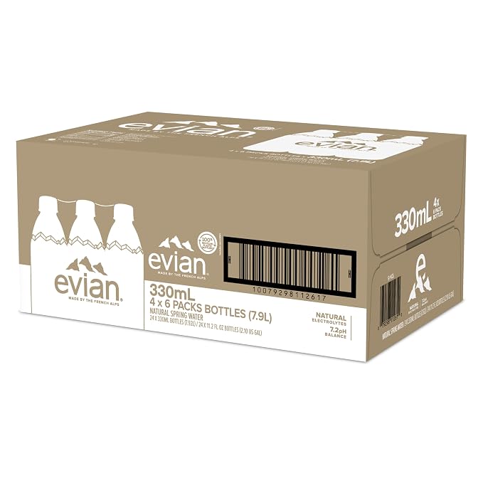 Evian Natural Spring Water, 330 ML (11.15 fl oz) bottles, 24 pack