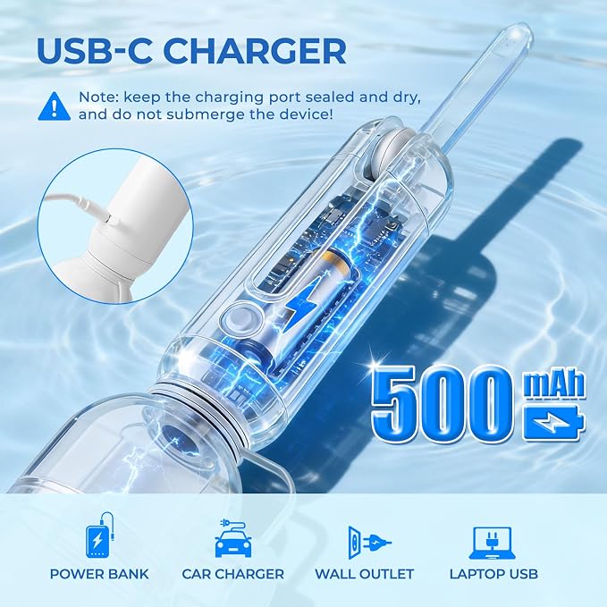 Morfone Portable Bidet for Travel, High Pressure Electric Handheld Sprayer 350ML with Dual Spray Modes, USB-C Rechargeable Waterproof Travel Bidet for Women, Men, Postpartum, Personal Hygiene(White)