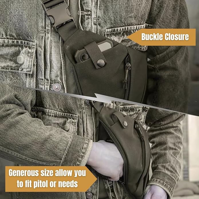 Anti-Theft Sling Bag Right Hand Cross Body Chest Bag Secure Zippers