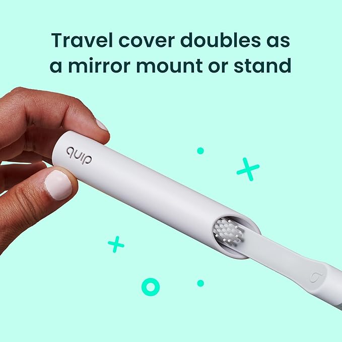 Quip Metal Sonic Electric Toothbrush for Adults - Time Travel & Soft Bristles with Travel Case & Replacement Brush Head - 3 Month Battery Life, Dawn Peach Gold