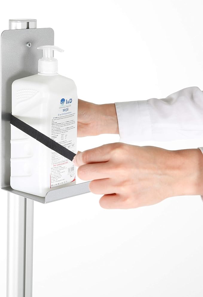 M&T Displays Floor Stand Universal Holder for Liquid/Lotion Soap or Hand Sanitizing Products, Medical Face Mask, Disposable Glove, Wipe, Facial Tissue