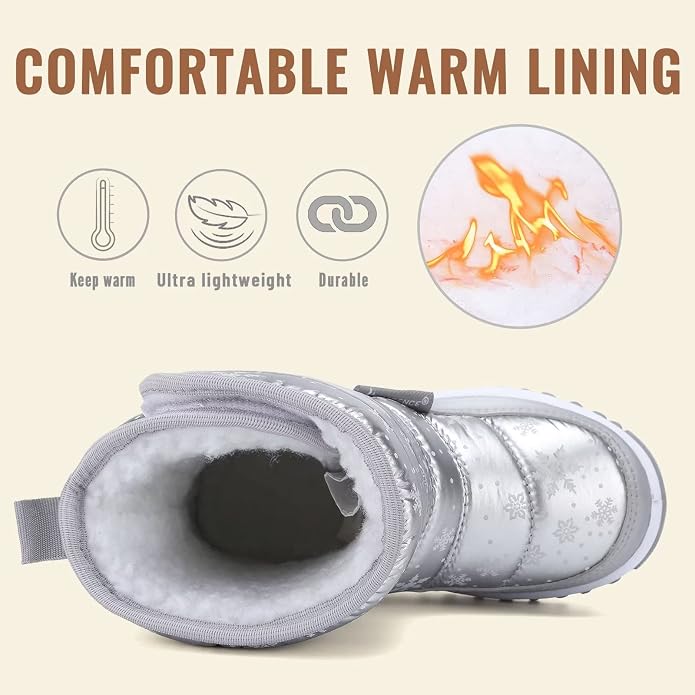CIOR Winter Snow Boots for Boy and Girl Outdoor Waterproof with Fur Lined(Toddler/Little Kids)
