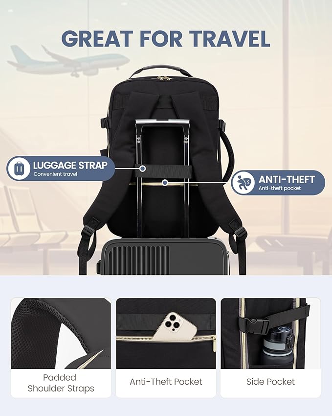 LOVEVOOK 50L Travel Backpack Flight Approved Carry on Backpack,3 Packing Cubes,Waterproof Personal Item Travel Bag,TSA Carry on Luggage Suitcase Travel Essentials,Gifts for Women & Men,fits 18" Laptop