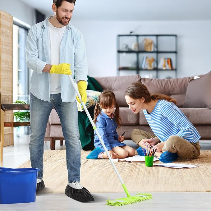 HUADYMEET Shoe Covers Disposable 1000 Pack(500 Pairs) Large Shoe Covers Shoe Boot Covers Waterproof Shoes Protectors Covers Durable Boot&Shoes Covers for Indoors,One Size Fits All, 600g/Bag,Black