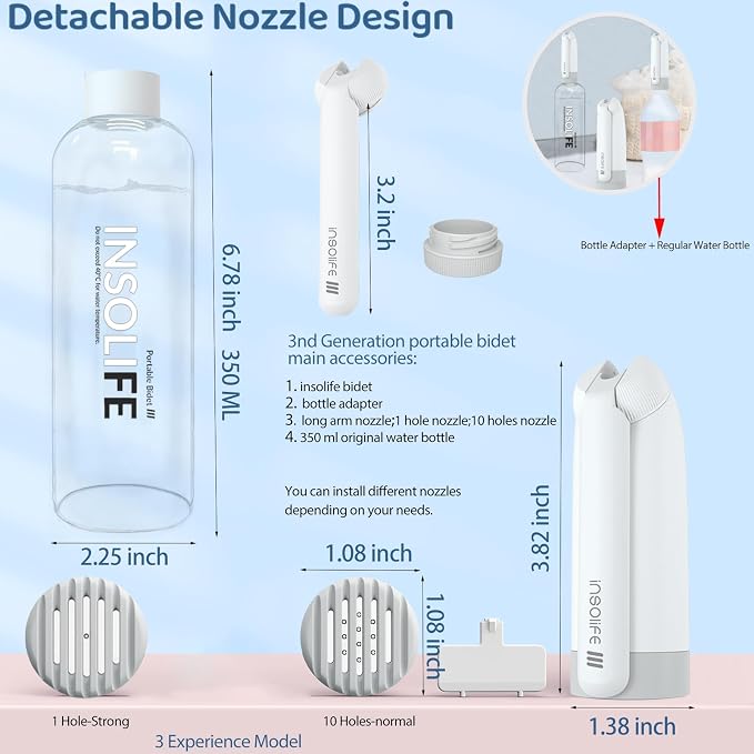Insolife Portable Bidet|High Pressure Travel Bidet Electric Portable Bidet for Women Men Cleaning | Travel Bidet Portable