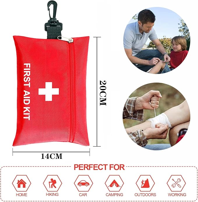 First Aid Kit - 97 Piece - Small Travel First Aid Kit, Ideal for Cars, Schools, Sports, Homes, Travel, Camping, Hiking