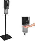 Luxton Automatic Hand Sanitizer Dispenser - Sanitizing Station, Steel Floor Stand, Drip Catcher Dish - Touchless Auto Sensor, Refillable 1200ml Bottle - Portable, Easy Set Up, Battery-Operated Machine