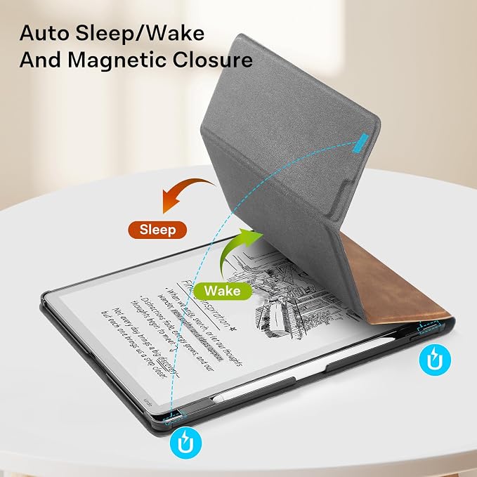 CoBak Case for 11" Kindle Scribe 3rd Generation 2025, Kindle Scribe Colorsoft with Two Viewing Angles - All New PU Leather Cover with Auto Sleep Wake, Pen Holder. Retro Brown