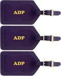 Personalized Monogrammed Leather Luggage Tags - 3 Pack