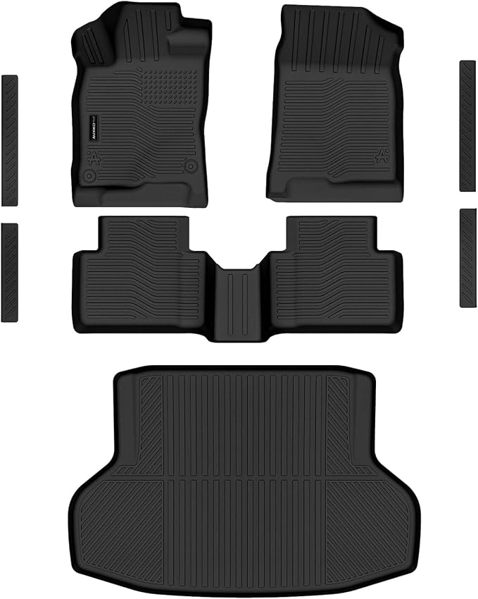 Auxko All Weather Floor Mats Cargo Mat & Door Sill Protector for Honda Civic Sedan 2016-2021 TPE Liners Accessories Guard Odorless Anti-Slip Floor Trunk Liner