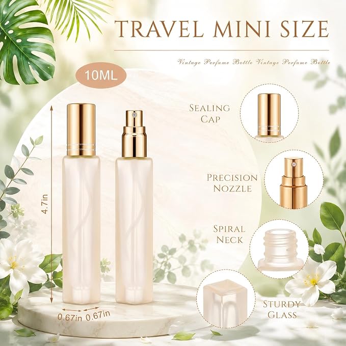 Domensi 40 Pcs 10/15/20/30 ml Perfume Travel Refillable Glass Bottles Spray Bottle Perfume Atomizer for Cologne Dispenser Leak-proof Fragrance Bottles Atomizer Pump Kit (10 ml,Folral Color)