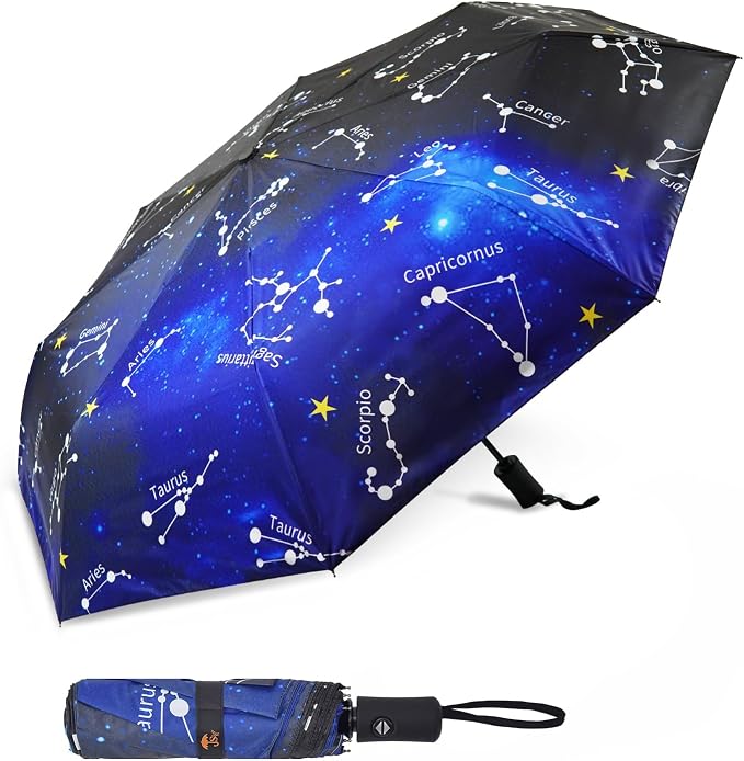 SY COMPACT Travel Umbrella - Windproof Automatic Compact Umbrella for Rain, Lightest 8-Rib, Small, Strong & Portable, Durable Grip, Fits Backpack & Car, Factory Direct (UV Available)