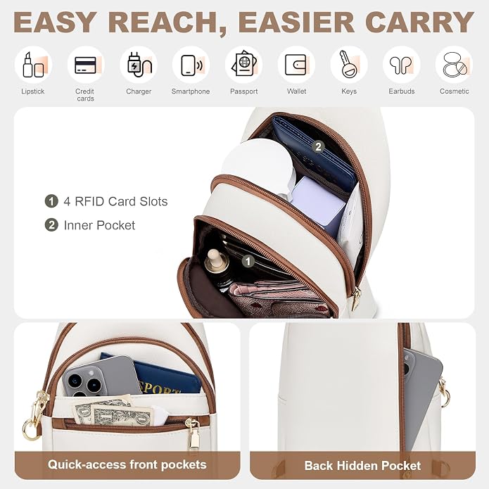 SYTRAH Anti Theft Crossbody Bags for Women, RFID Sling Bag Travel Purse, RFID Cross Body Purses Chest Bag for Travel