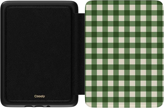 Casely Kindle Case | Checked Twice | Green Plaid | Compatible with 7” Kindle Colorsoft and 7” Kindle Paperwhite (12th Gen 2024 Models)