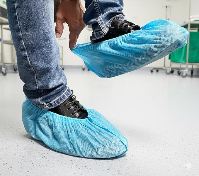 X-Large Disposable Boot & Shoe Covers 100 Pairs (200 Pack) Non Slip Durable Booties Cover Fits Men's 13
