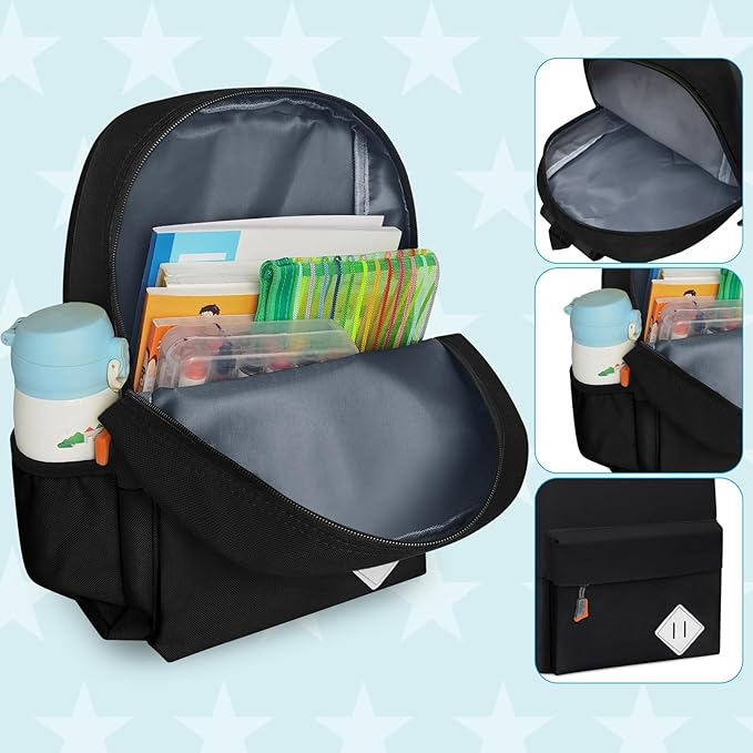 AZKAQA Little Kids Backpack for Girls Boys - Toddler Preschool Backpack School Bag Cute Kindergarten Backpack for Aged 3-6, Black